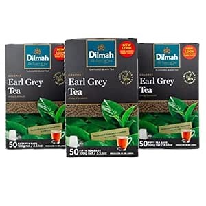Dilmah Earl Grey - 50 String and Tag Tea Bags (Pack of 3)-Robust and bright Ceylon tea, gently fused with Bergamot flavour-Brew Hot Iced Tea