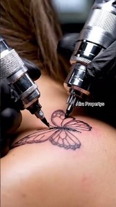 Inside the Tattoo Factory: The process of making a butterfly tattoo on the back (Complete Process)