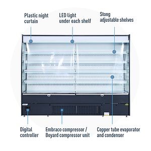 [Hot Item] Multi-Deck Supermarket Open Showcase Cooler Wall Mounted Open Display Refrigerator