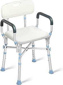 OasisSpace Shower Chair with Back 500lbs - Heavy Duty Shower Seat with Handles for Handicap, Disabled, Seniors & Elderly, Adjustable Medical Bathroom Chair for Inside Shower