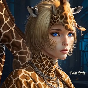 2.8K views · 551 reactions | Beautiful woman with blue eyes and skin with Giraffe skin pattern. This is my AI (artificial intelligence or computer text generated art). I do not earn any money making or showing it, in fact I pay to make it. I do it purely for others enjoyment. | Pam's Gifs and Videos | Facebook