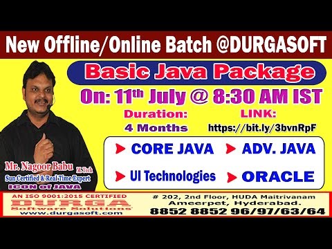 Basic Java Package Offline/Online Training @ DURGASOFT