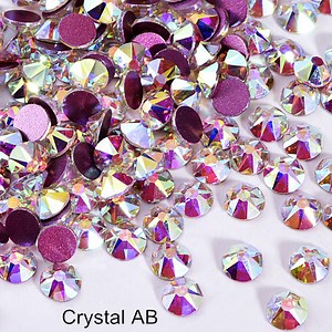 [Hot Item] Crystal Ab Glass Loose Beads Glass Material Non-Hotfix Flat Back Rhinestones
