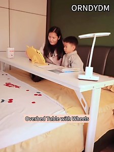 Adjustable Height Laptop Desk for Bed with Wheels,Rolling Overbed Table Mobile Computer Desk,Standing Desk for Working,Reading, Eating in BedHome Office & Hospital Use