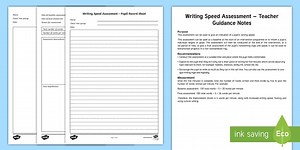 Writing Speed Primary Assessment Sheet