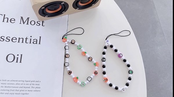 2PCS Halloween Beaded Phone Charms,Cute Decoration Beaded Anti Lost Phone Chain Strap for Women Girls-Pumpkin