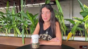 Cum on Her Face at Starbucks - Public Toilet Blowjob with Katty West
