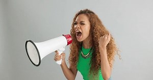 Angry Woman Shouting Protest Megaphone Power Stock Footage Video (100% Royalty-free) 3451114567 | Shutterstock