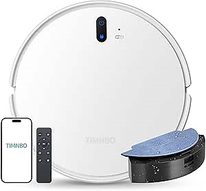 Robot Vacuum and Mop, Strong Suction Robot Vacuum Cleaner, 2 in 1 Hair Vacuum for Salons, Self-Charging Robotic Vacuum with Voice/APP/Remote Control for Hard Floor, Pet Hair, Low-Pile Carpet
