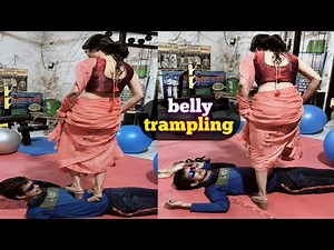 belly trampling 😱 belly trample 👠 trample💥 trampling 💯 stomach trampling | woman belly | belly punch