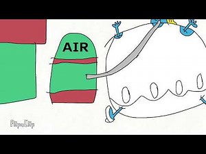 Smurfette inflates her body in to a big balloon with puffy cheeks