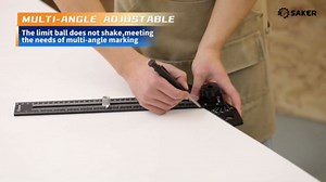 Saker Aluminum Alloy Multi-Angle Marking Ruler,Adjustable Sliding T-Square with Scriber & Protractor,Precision Layout Tool for Woodworking, Carpentry & Design (Black)