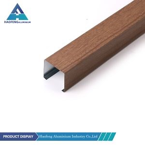 [Hot Item] U Shape Metal Suspended Ceiling Tiles System Wood Grained Aluminum Baffle Ceiling Tile