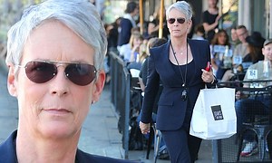 Jamie Lee Curtis looks fabulous at 56 in blue suit as she leaves cafe