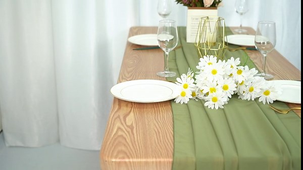 12 Pack Sage Green Chiffon Table Runners 10ft Sheer Wedding Table Runners, 28x120 Inch Gauze Table Runners, Romantic Tulle Table Runners for Bridal Shower, Baby Shower, Outdoor Decoration