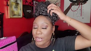 Afro Puff Drawstring Ponytail with Curly Hair Pieces Clip in Bangs Short Ponytail Hair Extensions drawstring ponytail for Black Women (Tgrey), Gray