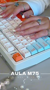 25K views · 524 reactions | � AulaAULA M75 75% Aluminum Wireless/Wired Hot-swappable Mechanical Keyboard�Switch: TTC Crescent Switch....Is this your vibe? Getting addicted to keebs tapping sounds. Crazy obsessive satisfying keebs. #asmr #keyboardasmr #keyboard #customizedkeyboard #cutekeyboard #keyboardart #typing #assemble #mechanicalkeyboard #keycaps #keyboardbuild | Xiao Guo | Facebook
