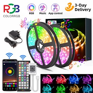 [Hot Item] LED Strip Light Flexible Ribbon DIY LED Light Strip RGB Tape Diode Bluetooth Christmas Lights