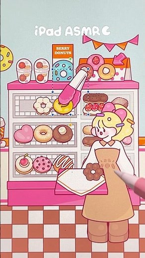 ASMR Donut Shop Roleplay 🍩🎀#paperdiy #paperplay #ipaddrawing #asmr