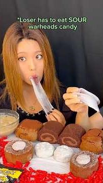 Big mochi and chocolate cake race eating challenge! #food #mochi #chocolate