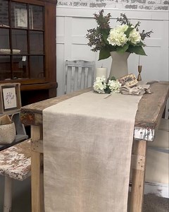 ☞Antique smaller sized butcher block!! 21w 21d 29h $325; has knife holders! ☞Zinc top cabinet 35w 15d 39h $248 ☞Grey 28” tall ladder $78 ☞Primitive corner hutch 41w 65h $698 ☞Fold up narrow reclaimed wood table 60w 22d $475 ☞Primitive sturdy Bench 60” $185 ☞Four chairs $350 ☞High chair $98 ☞Primitive pew 85” bench $265 ☞Grace canvas $88 | Heritage Market