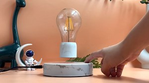 VGAzer Magnetic Levitating Floating LED Light Bulb Desk Lamp for Unique Gifts, Room Decor, Night Light, Home Office Decor Desk Tech Toys (Round Marble Base)