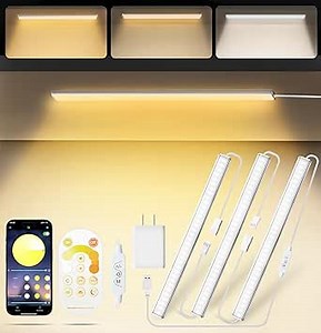 MATICOD Under Cabinet Lights, Dimmable White LED Under Cabinet Lighting Closet Lights with Bluetooth Smart APP Remote Control, Under Counter Lights for Kitchen, Cabinet, Counter