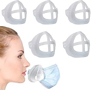 3D Face Mask Bracket (5Pcs) - Protect Lipstick Lips - Internal Support Holder Nose Frame insert- Create More Smooth Breathing Space - Washable, Reusable