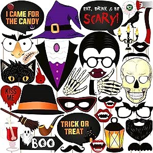 KatchOn Scary Halloween Photo Booth Props - Pack of 35 | Photo Booth Props, Party Decorations, Selfie Props