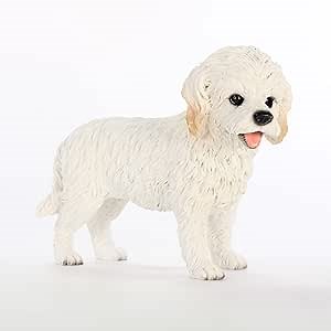 Conversation Concepts White Cockapoo Figurine - Realistic Hand-Painted Dog Statue, Small Resin Cockapoo Puppy Figure - Collectible Dog Lover Gift, 3–4 Inch