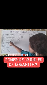 1.9K views · 41 reactions | How can I simplify #logarithm ? Why do I find it so hard to understand Logarithm? Is Logarithm so difficult? Click the  to see the 13 POWERFUL RULES OF LOGARITHM and then  #precalculus #gcsemaths #everyone #Math #maths #onlinestudent #mathschallenge #WAEC #NECO #JAMB #CollegeAlgebra #economist #geologist #viralcontent | Online Maths Expo | Facebook