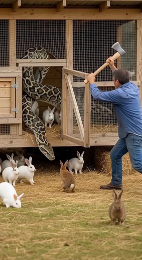 A huge python a rabbit hutch on a farm #animalrescue #python | Lifeline Tails