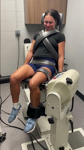 Athlete is in ACL rehab and testing for quad strength using a biodex machine!