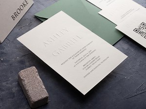 Embossed Wedding Invitations With Sage Green Envelope, Letterpress Personalized Invite With Optional RSVP and Details Cards - Etsy UK