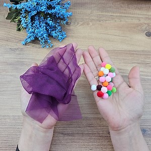 What did I make from a piece of tulle and colorful pom-poms? | Knitting Fashion