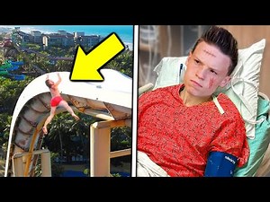 Ashton fell off the water slide, then.. (Ninja Kidz TV)