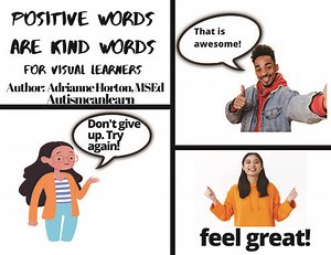 Positive words are kind words with audio supports and google slides link