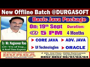 Basic Java Package Offline Training @ DURGASOFT