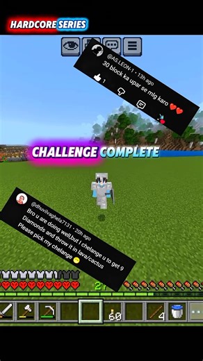 Minecraft hardcore series challenge complete budget mlg and diamond destroy 😅😁#minecraft #gaming