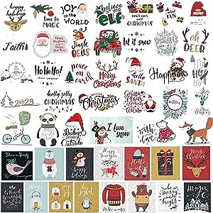 60pcs Christmas Theme Stickers, Christmas Words Stickers for Crafts Scrapbooking Christmas Window Stickers for Christmas Ball Bottle Wall Window Decor