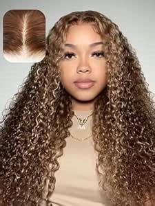 UNICE Bye Bye Knots Wig Honey Blonde with Highlights Curly Invisible Knots 7x5 Pre Cut Lace Front Wigs Human Hair Put on and Go Glueless Human Hair Wig Pre Plucked 180% Density 24 inch