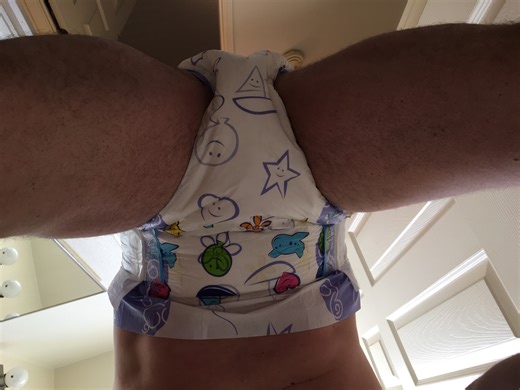 Poop exploding into an Abu Cushies plastic diaper