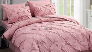 HAOK Bed in a Bag Set - 6 Pieces Pinch Pleat Bedding Comforter Sets, Pintuck Microfiber 500GSM Down Alternative Twin Comforter Set (Dark Grey, Twin)