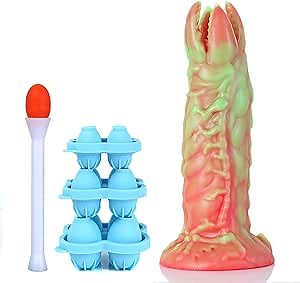 9.5" Alien Ovipositor Dildo「Zerger」,2.2" Diameter G-Spot Realistic Silicone Dildo with Strong Suction Cup, Sex Toy Anal Butt Plug with Egg Models and Booster,M