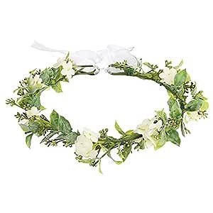 Leaf Flower Crown for Women, Green Leaf Flower Girl Crown with Ribbon, Bride Bridesmaid Headpiece For Wedding, Baby Shower