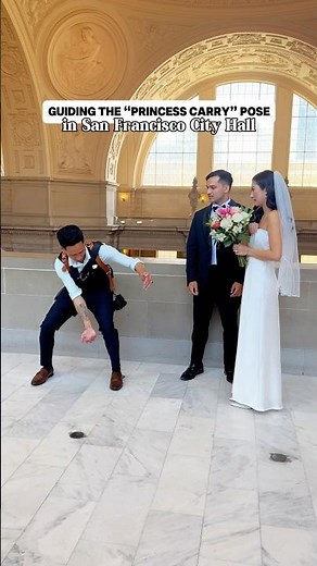 Princess carry pose at SF City Hall #bayareawedding #sfcityhall