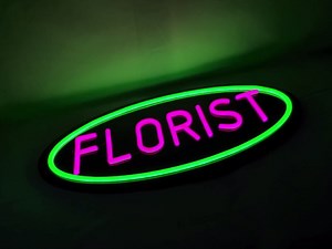 LED Florist Neon Sign,18"x9", Business Signboard for Flower & Plant Stand, Gift Shop, and Event Decor Boutique, Black Acrylic Backboard, Easy Installation, Wall Window Decor for Storefront (Florist)