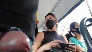 Bulge hole dick flash at crowded bus