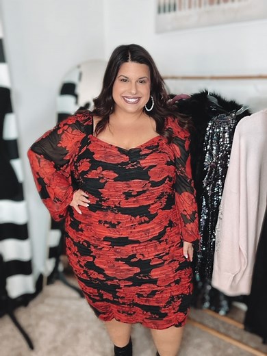 9.8K views · 44 reactions | @jennifer_samantha_style is ready for date night in the super romantic Alia Print Dress!  Click the link to shop: https://bit.ly/3OA9pxl | Avenue Plus Size Clothing | Facebook
