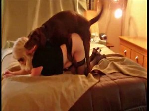 Sexy blonde having sex with dog